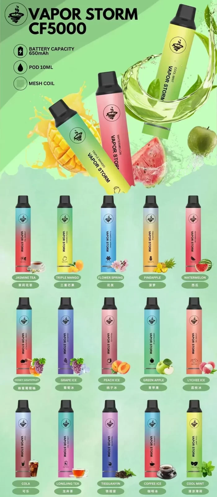 VAPOR STORM 5000 PUFFS 拋棄式電子菸 細節特寫